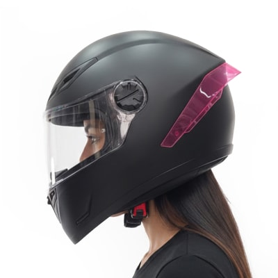 Casco 501 Solid Negro Mate C/Alerón Rosado1