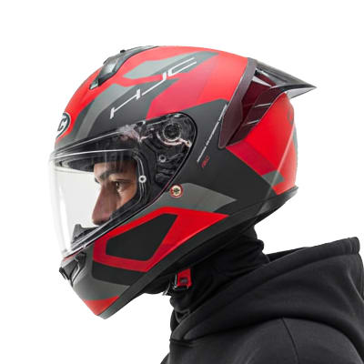 Casco C10 Tins Negro Rojo Mate1