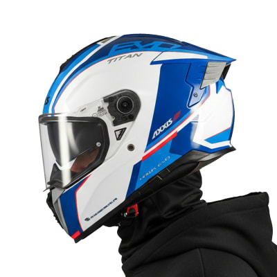 Casco Hawk Evo SV Titan Blanco Azul Brillo1