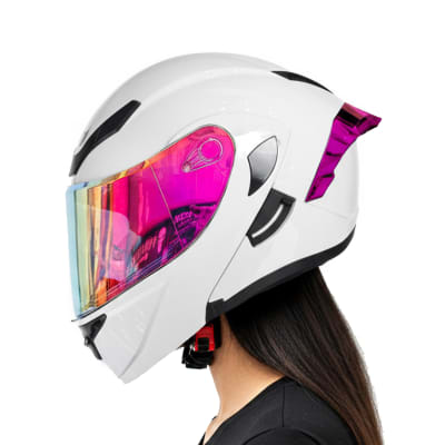 Casco JH902 Solid Blanco Rosado Brillo C/V.Lila DYN1