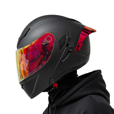 Casco JH902 Solid Negro Rojo Mate C/V.Rojo DYN1