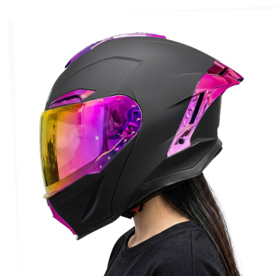 Casco KT918 Solid Negro Rosado Mate C/V.Lila DYN1