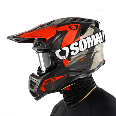 Casco M14 Challenge Naranja Negro Mate1