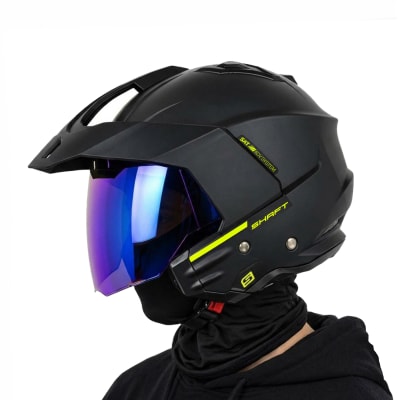 Casco SH227 Solid Negro Amarillo Mate C/V.Azul1