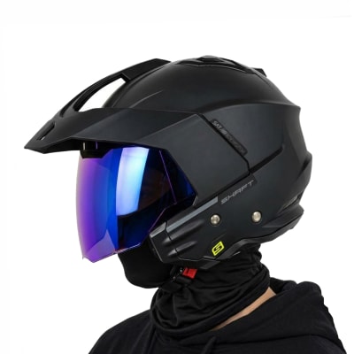 Casco SH227 Solid Negro Gris Oscuro Mate C/V.Azul1