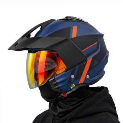 Casco SH227 Straiker Azul Naranja Mate C/V.Rojo1