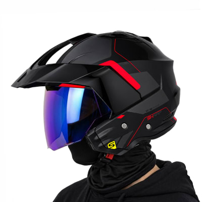 Casco SH227 Zant Negro Rojo Mate C/V.Azul1