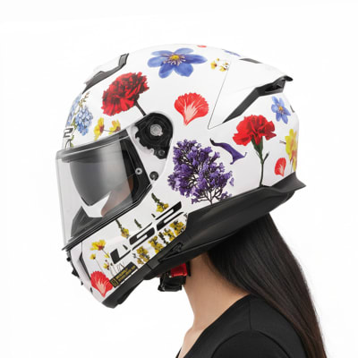 Casco FF808 Stream II Flowers Blanco Brillo1