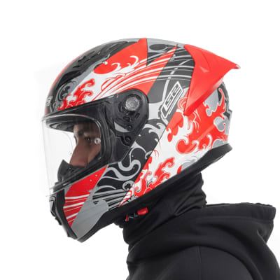 Casco FF810 Vigo Kame Gris Rojo Mate1