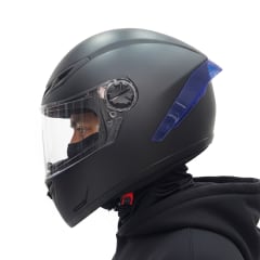 Casco 501 Solid Negro Mate C/Alerón Azul
