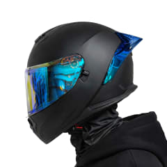 Casco 613 Solid Negro Azul Mate C/V.Azul DYN