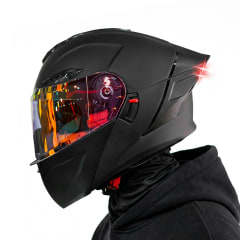 Casco 902GP Solid Negro Mate V.Rojo C/Luz Led Abatible DV