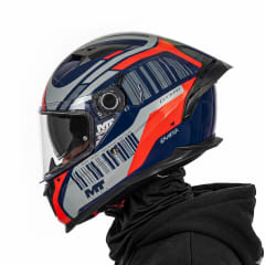 Casco Braker SV Cockpit Azul Gris Naranja Brillo