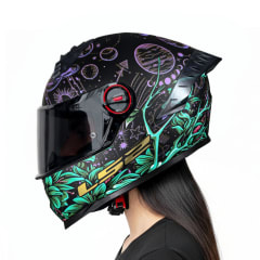 Casco FF816 Cosmos Moon Turquesa Morado Mate