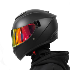 Casco HK2 Solid Negro Mate C/V.Rojo DYN