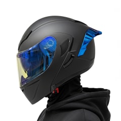 Casco JH902 Solid Negro Azul Mate C/V.Azul DYN