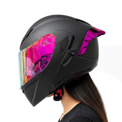 Casco JH902 Solid Negro Rosado Mate C/V.Lila DYN