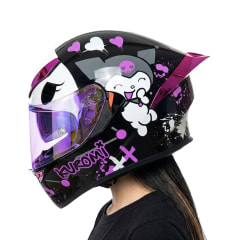 Casco KS1 Kuromi Negro Morado Brillo
