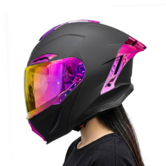 Casco KT918 Solid Negro Rosado Mate C/V.Lila DYN