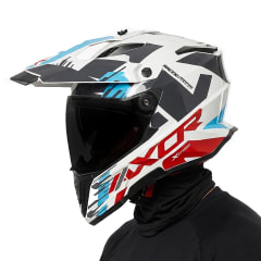 Casco X-Cross X1 Blanco Azul Rojo Brillo