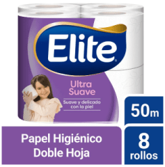 ELITE PAPEL HIGIÉNICO DOBLE HOJA 50 MT X 8 ROLLOS