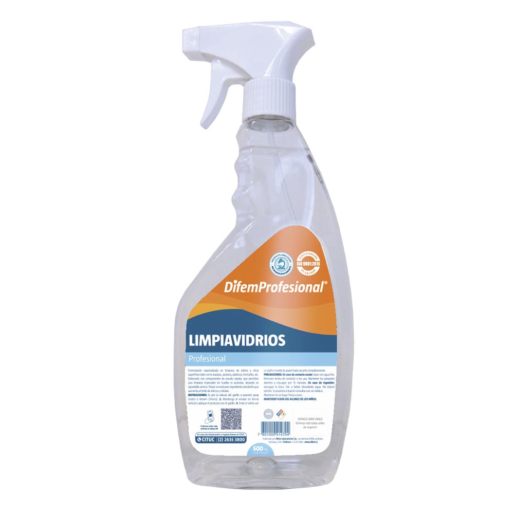 DIFEM LIMPIAVIDRIOS PROFESIONAL 500 ML1