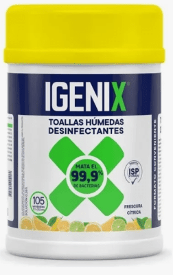 IGENIX DESINFECTANTE TOALLA HÚMEDA 105 UN FRASCO1