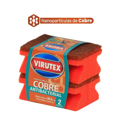 VIRUTEX ESPONJA2 UN ACANALADA COBRE ANTIBACTERIAL1