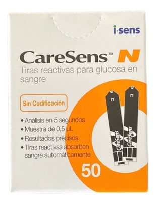 CINTAS REACTIVAS GLICEMIA CARESENS N1