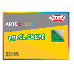 Estuche papel crepe 10 pliegos 10 colores 25x35cm