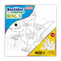 Bastidor Algodon Para Colorear Dino 25x25Cm