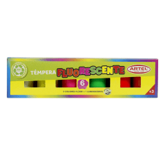 Tempera 06 Colores Fluor Brilla en Oscuridad Artel