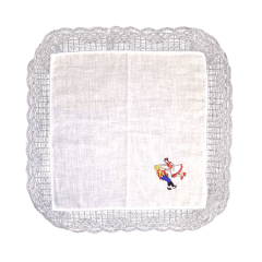 Pañuelo Blanco Con Blonda Pareja Cueca 28X28Cm