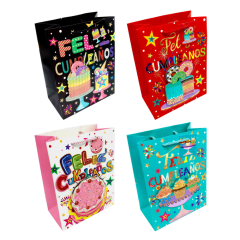 Bolsa Regalo Jumbo 30x40 Torta Feliz Cumpleaños Feco