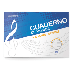 Cuaderno Musica Media Pauta 10Hjs 26X17.7Cm