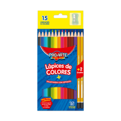 Lapiz Color 12 Un Largo Hex + Sac+2 Lapiz Graf Proarte