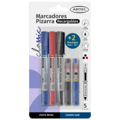 Set 03 Marcadores Pizarra N/A/R + 02 Repuestos Artel