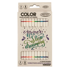 12 Unidades Marcadores Lettering Doble Punta