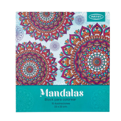 Block Para Colorear Mandala 22x22cm 350Grs Artel