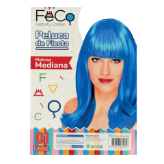 Peluca Mediana 43Cm 160Gr Azul Rey