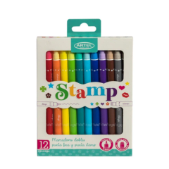 12 Unidades Marcadores Confetti Doble Punta (Fina Y Estampado)