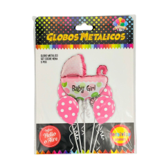 Globo Metalico Set Coche Rosa