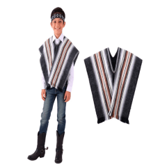 Set Poncho + Cintillo Artesano 92x55Cm Negro Feco