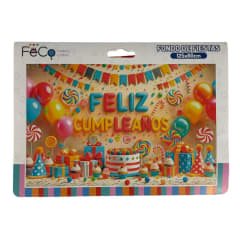 Fondo Tela 125x80cm Feliz Cumpleaños Torta Feco