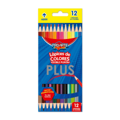 Lapiz Color 12 Un 24 Colores Plus Bicolor Proarte