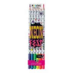 Estuche 06 Lapices Colores Neon Premium Mooving