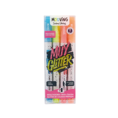 Set 04 Destacadores Glitter Premium Mooving