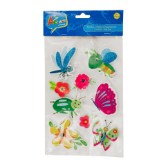 Stickers Figura Goma Eva Bichitos Y Flor 9Pcs