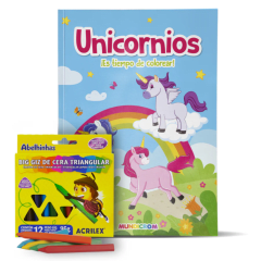 Libro Pintar Con Lapiz De Cera Unicornios