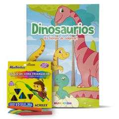 Libro Pintar Con Lapiz De Cera Dinosaurio
